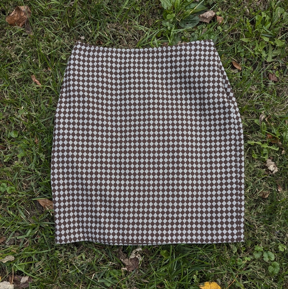 Y2K INC Wool Checker Skirt